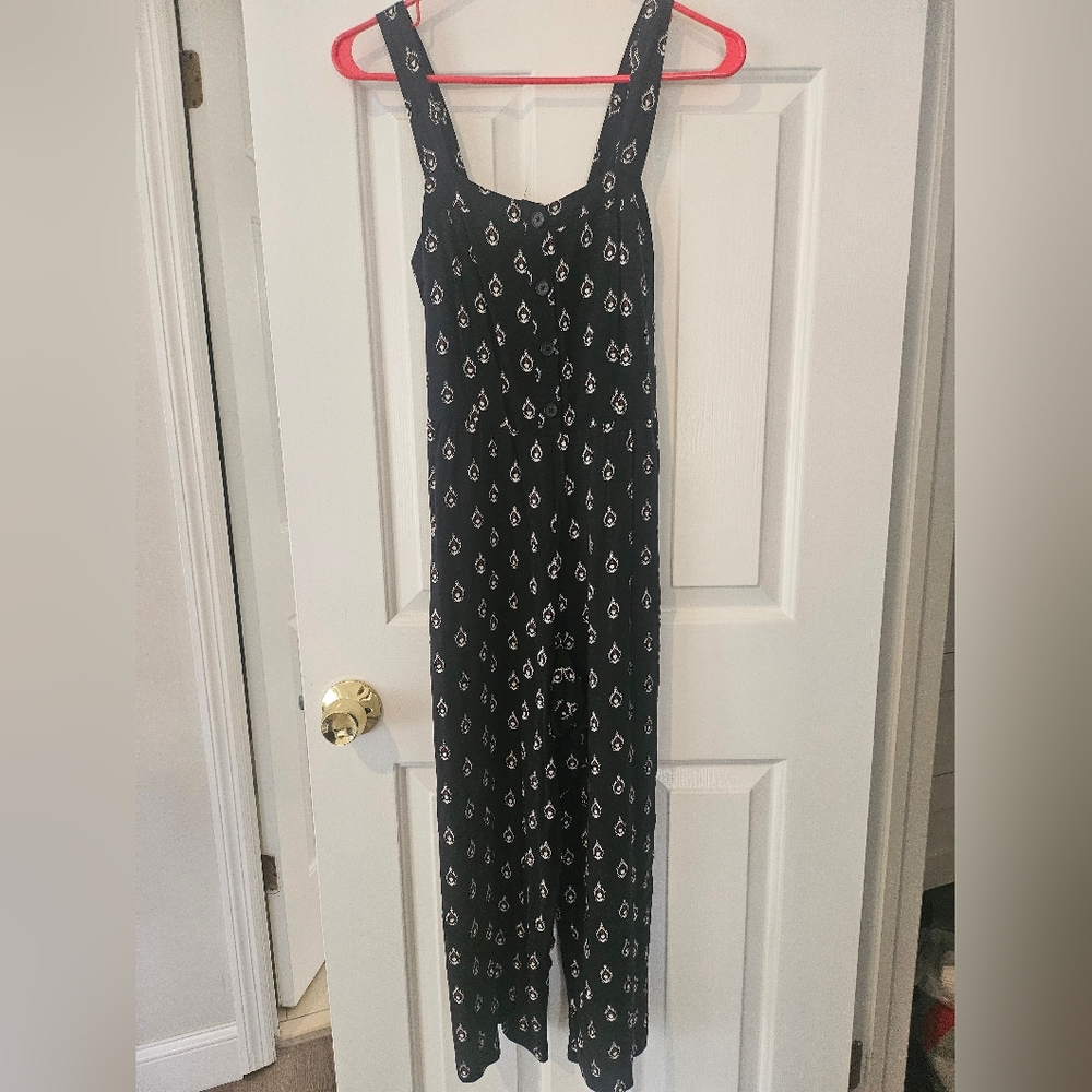 Black Printed Wide-Leg Jumpsuit